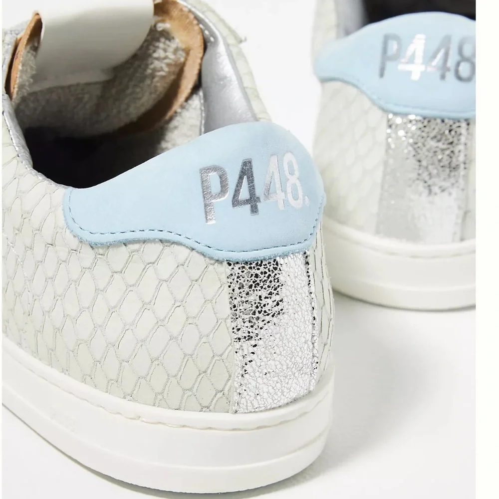 P448 John Margot Embossed Leather Sneakers Sky Size 41 / 11 NEW